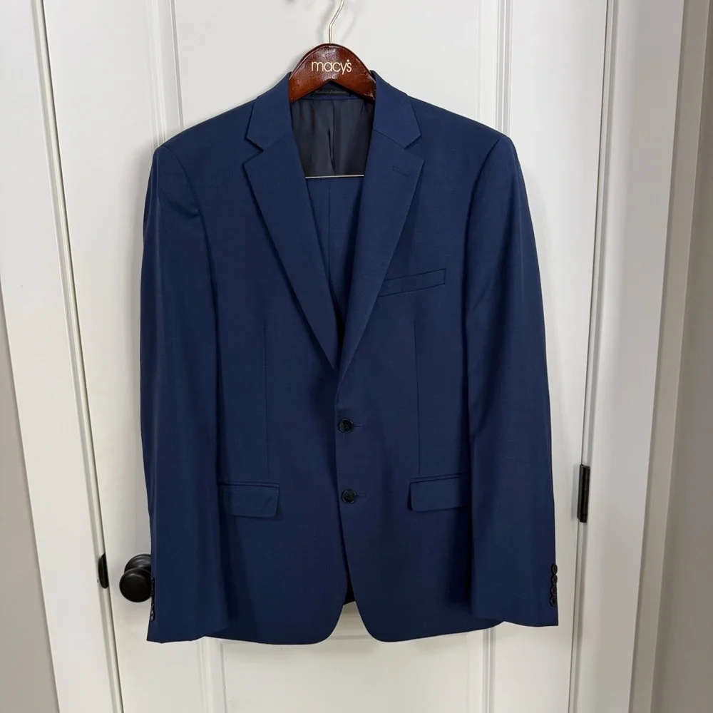 Calvin Klein Navy Blue Two-Button Men's Suit Jacket Slim Fit